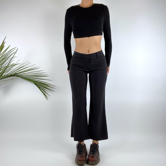 Amy Byer Pants - Vintage Y2K Indie Grunge Low Rise Women's Black Dress Pants Capris / Size: 5